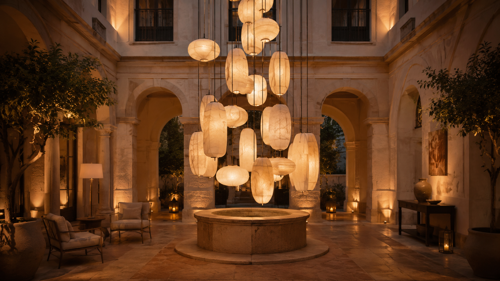 Courtyard at dusk